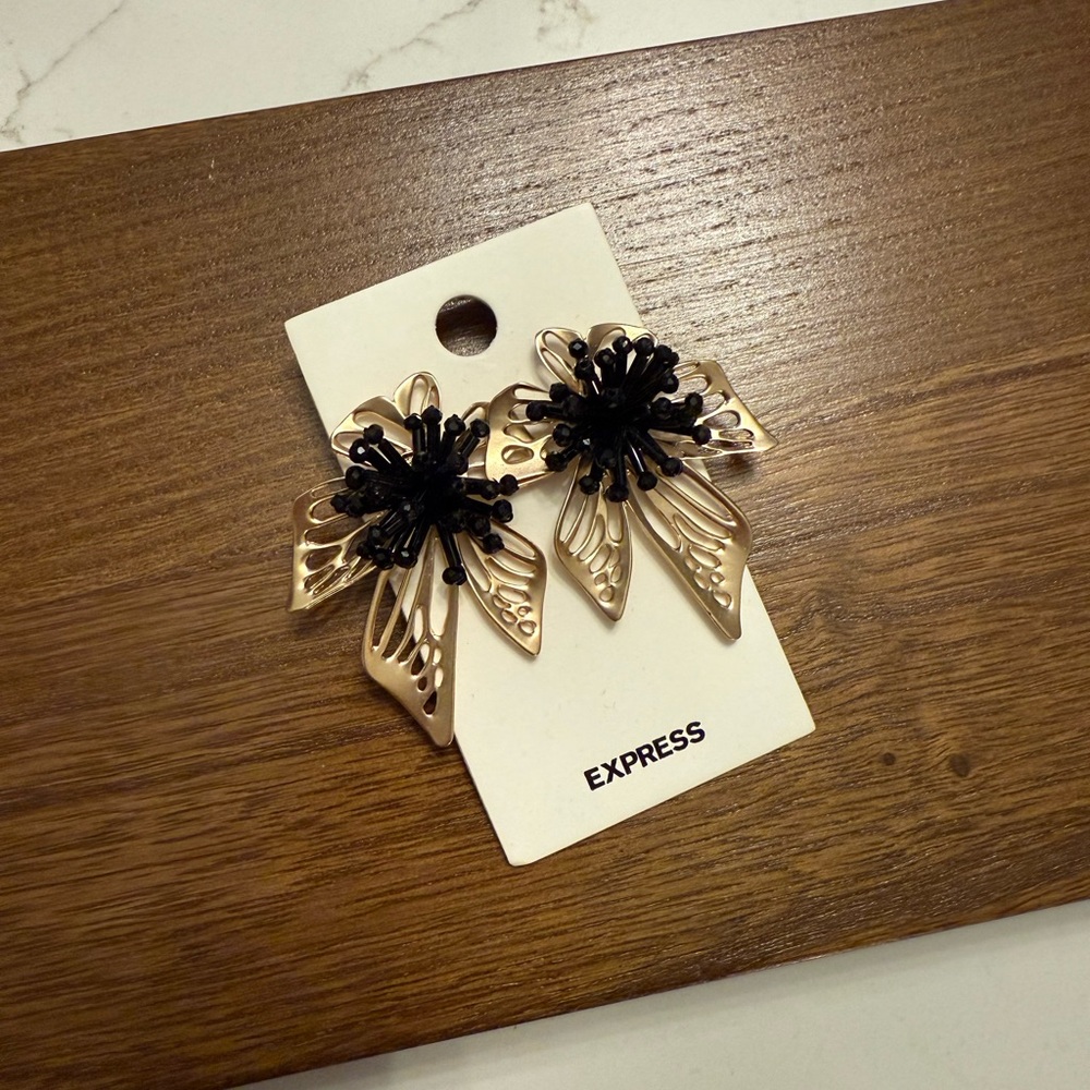 Express Gold and Black Statement Earrings